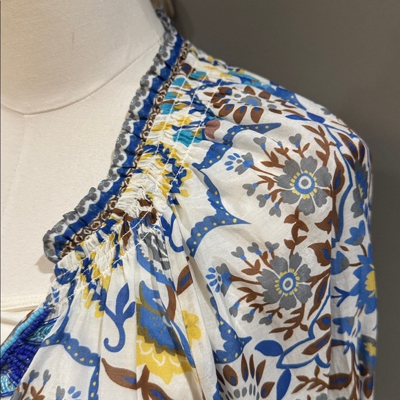 Hale Bob Blue and Yellow Floral Blouse - Picture 3 of 11